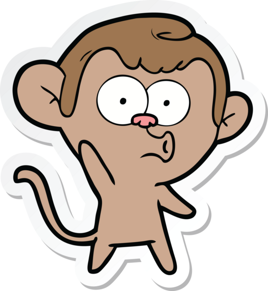 Bir insan tarafından çizilmiş korna çalan bir maymunun çıkartması.