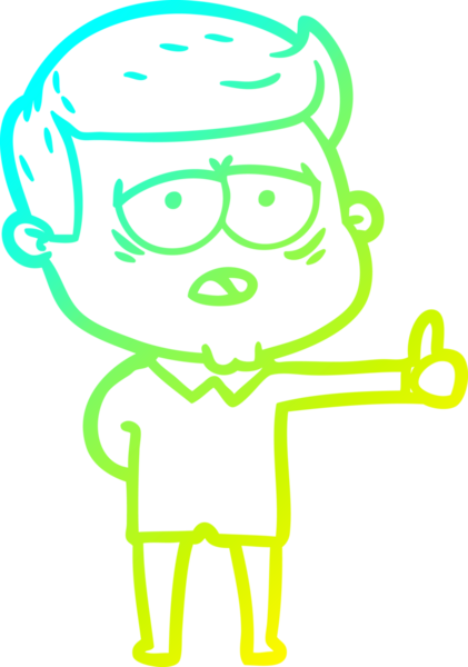 Bir insan tarafından çizilmiş, yorgun bir adamın soğuk çizgi çizimi.