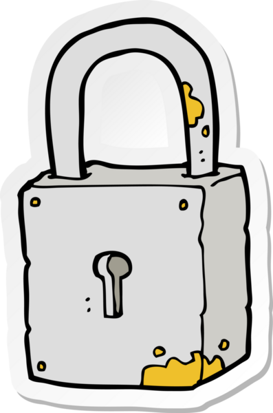 Bir insan tarafından çizilmiş paslı kilidin çıkartması.