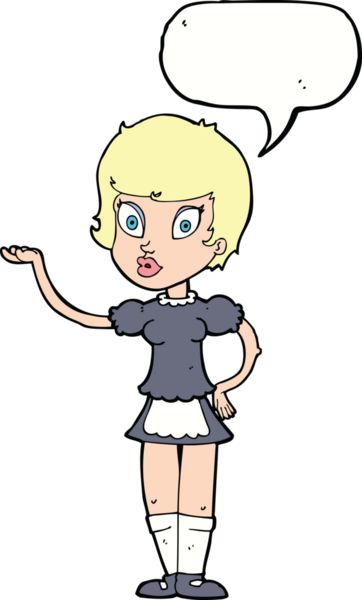 Bir insan tarafından çizilmiş konuşma balonu olan çizgi film garsonu.