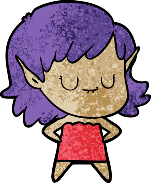 Bir insan tarafından çizilmiş mutlu elf kızı.