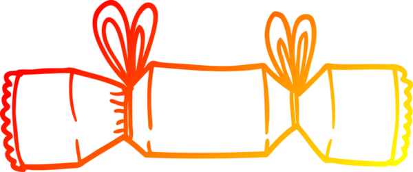 Bir insan tarafından çizilmiş bir karikatür Noel krakerinin sıcak çizgi çizimi