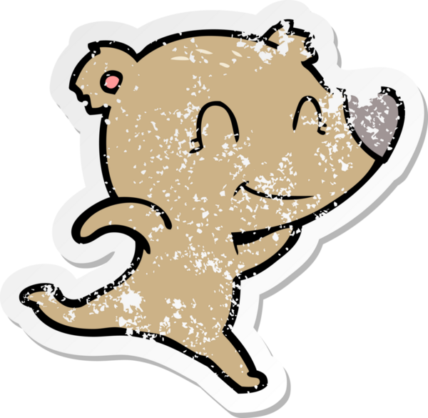 Dost canlısı bir ayının sıkıntılı çıkartması bir insan tarafından çizilmiş.