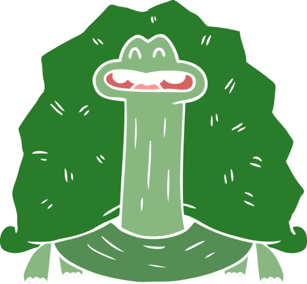 Bir insan tarafından çizilmiş komik düz renkli çizgi film kaplumbağası.