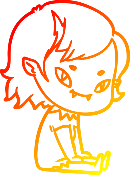 Sıcak bir çizgi film çizimi. Dost canlısı bir vampir kız. Bir insan tarafından çizilmiş.