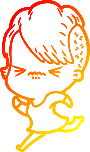 Bir insan tarafından çizilmiş, kızgın bir hipster kızın çizgi çizimi.