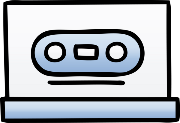 Bir insan tarafından çizilmiş eski bir kasetin gölgelenmiş karikatürü