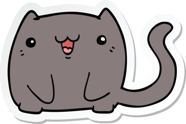 Bir insan tarafından çizilmiş çizgi film kedisinin çıkartması.