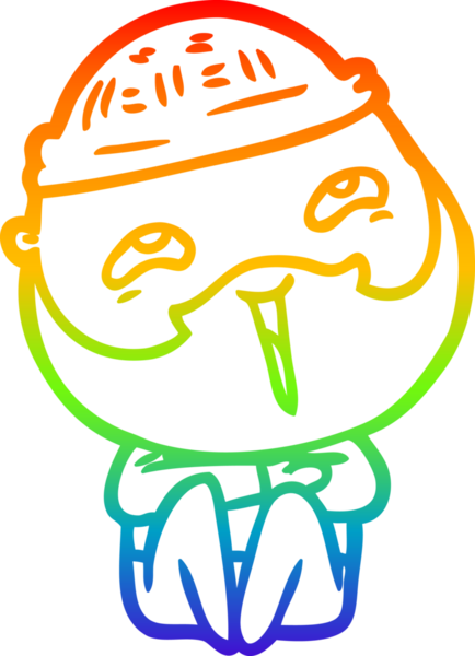 Bir insan tarafından çizilmiş mutlu sakallı bir adamın çizgi çizimi.