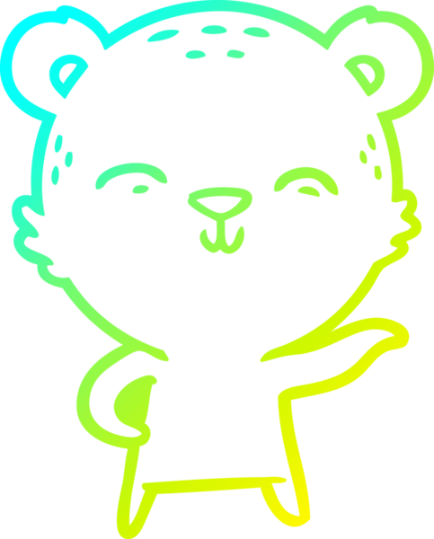 Bir insan tarafından çizilen mutlu çizgi film ayısının soğuk gradyan çizgisi.