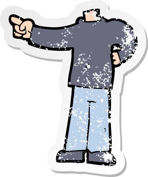 Bir insan tarafından çizilmiş bir karikatürün gerilimli çıkartması.