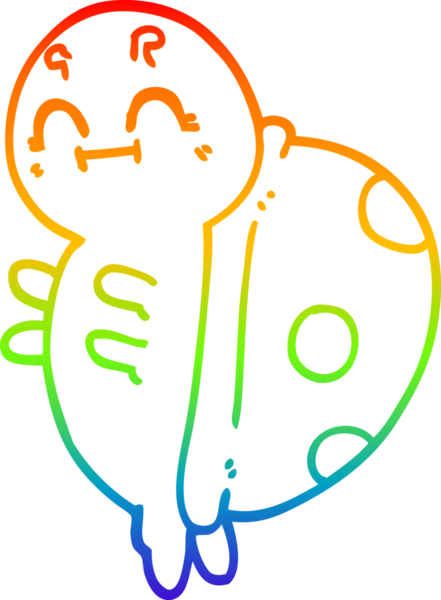 Gökkuşağı gradyan çizgisi bir insan tarafından çizilmiş şirin bir uğur böceğinin çizimi