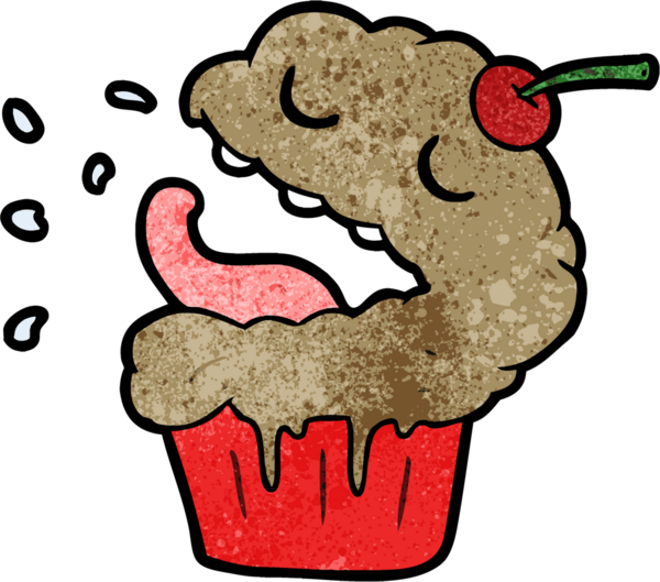 Bir insan tarafından çizilmiş komik bir kek.