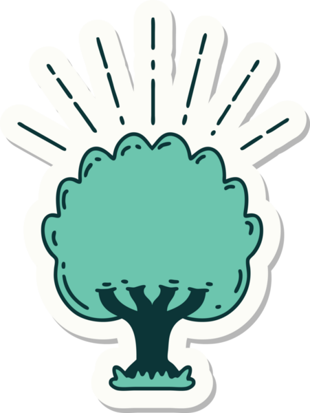 Bir insan tarafından çizilmiş dövme stili bir ağacın çıkartması.