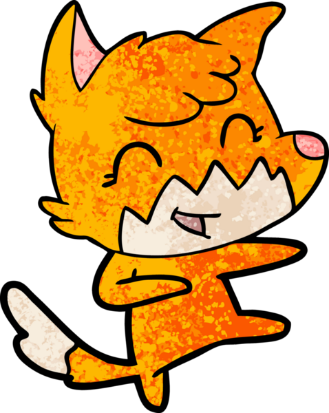 Bir insan tarafından çizilmiş mutlu çizgi film tilkisi.