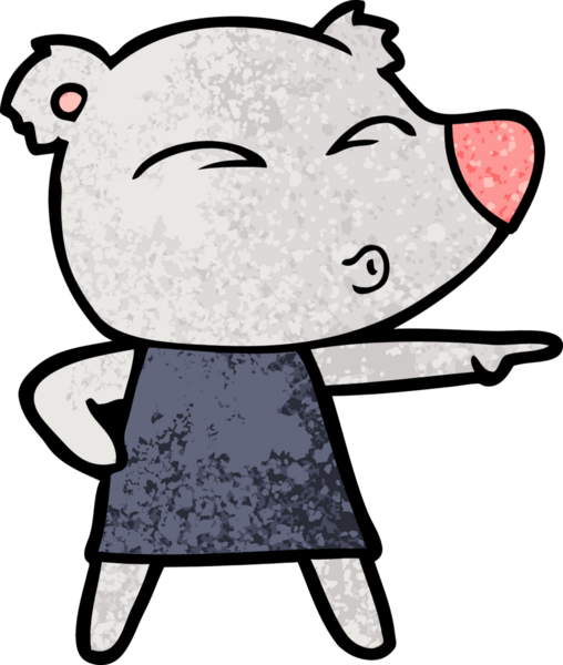 Bir insan tarafından çizilmiş ıslık çalan ayı çizgi filmi.