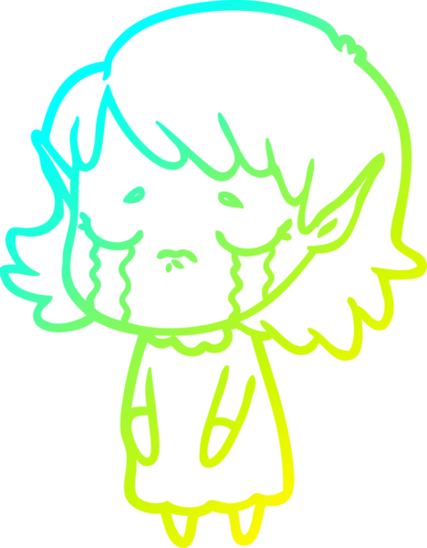 Bir insan tarafından çizilmiş ağlayan bir elf kızı çizimi.