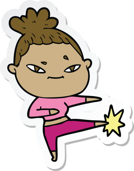 Bir insan tarafından çizilmiş bir karikatür kadının çıkartması.