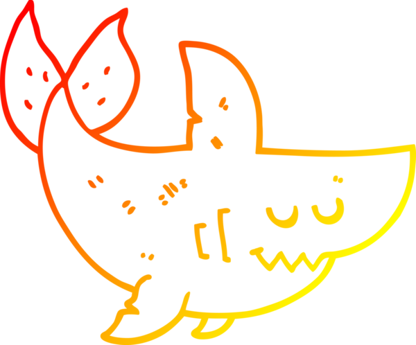 Bir insan tarafından çizilen çizgi film köpekbalığının sıcak çizgi çizimi