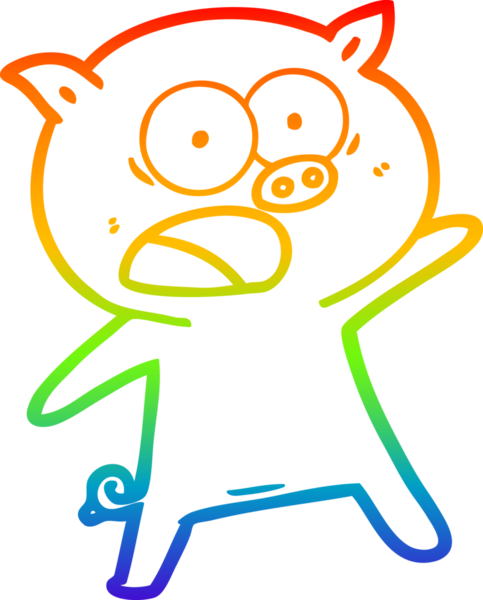 Gökkuşağı gradyan çizimi Bir insan tarafından çizilen bağıran domuz çizgi filmi