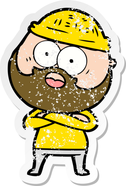 Bir insan tarafından çizilmiş sakallı bir adamın sıkıntılı çıkartması.