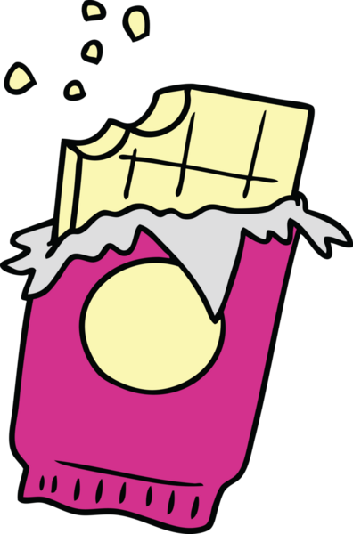 Bir insan tarafından çizilmiş bir çikolata kalıbının el çizimi karikatürü.