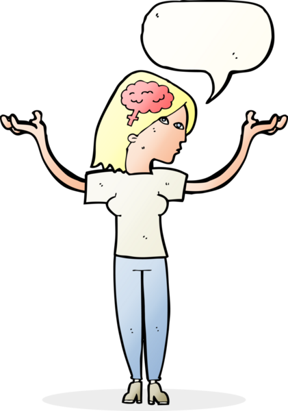 Bir insan tarafından çizilmiş konuşma balonu olan zeki bir kadın.