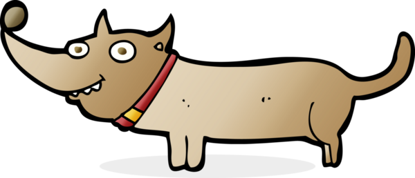 Bir insan tarafından çizilmiş mutlu bir köpek.