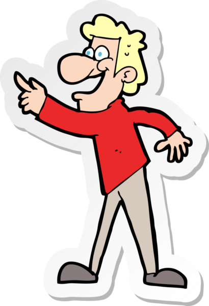 Bir insan tarafından çizilmiş çizgi film karakterinin çıkartması.