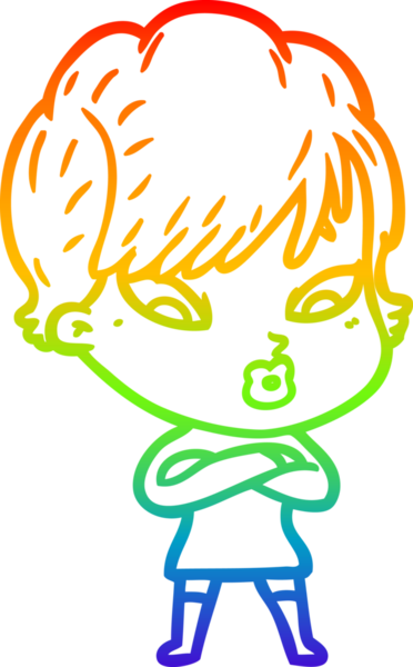 gökkuşağı gradyan çizimi bir insan tarafından çizilmiş bir karikatür kadın