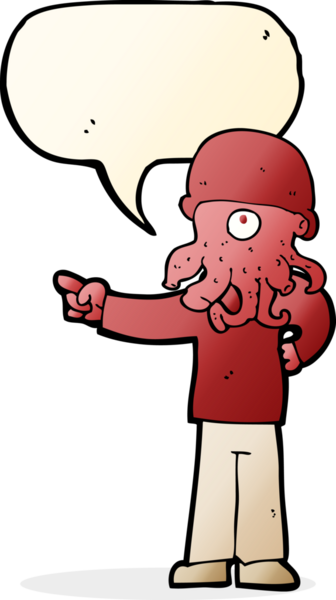 Bir insan tarafından çizilmiş konuşma balonlu uzaylı yaratık adam.