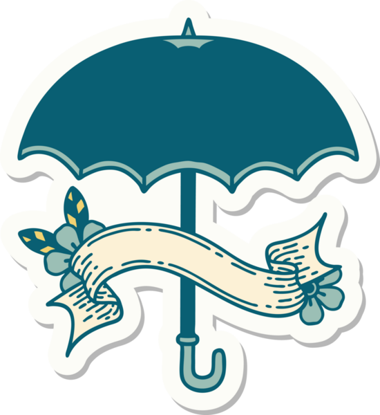 Bir insan tarafından çizilmiş şemsiye dövmesi stili çıkartması