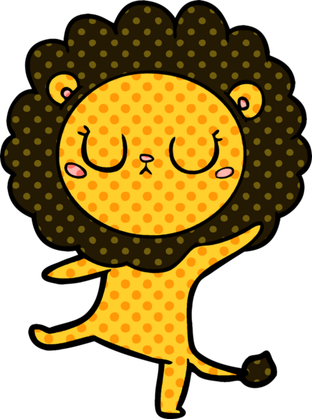 Bir insan tarafından çizilmiş çizgi film aslan dansı.