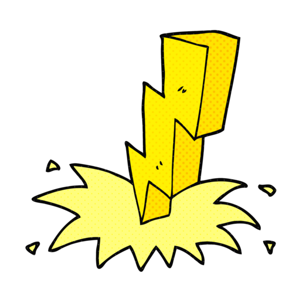 Bir insan tarafından çizilmiş karikatür yıldırımı.