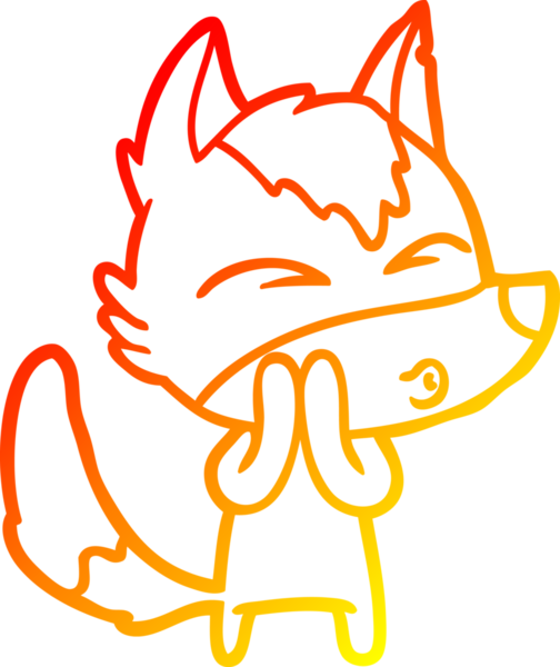 Bir insan tarafından çizilmiş bir kurt çizgi filminin sıcak çizgi çizimi.