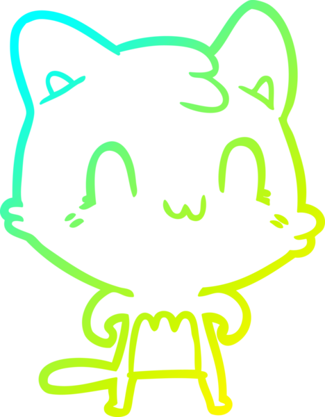 Bir insan tarafından çizilen mutlu çizgi bir kedinin soğuk gradyan çizimi