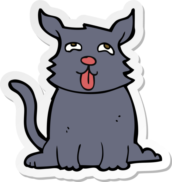 Bir insan tarafından çizilmiş mutlu bir köpeğin çıkartması.