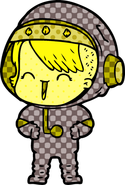 Bir insan tarafından çizilmiş mutlu uzay kızı.