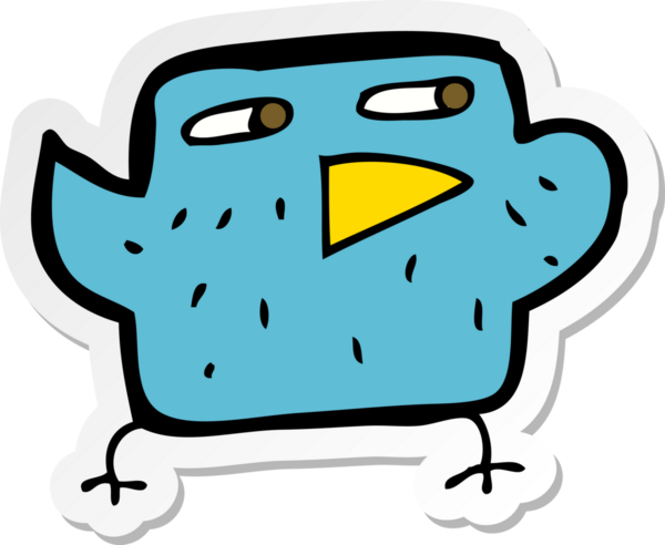 Bir insan tarafından çizilmiş çizgi film kuşunun çıkartması.