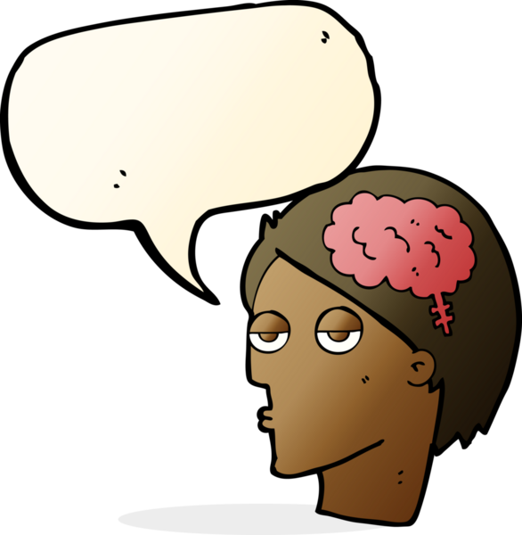 Bir insan tarafından çizilmiş, beyin sembollü çizgi film kafası.