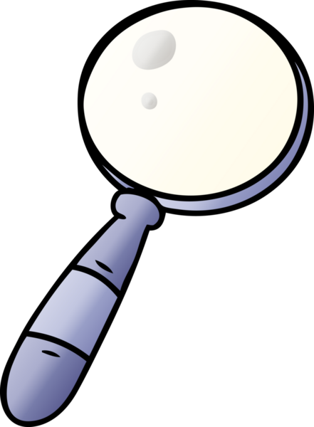 Bir insan tarafından çizilmiş bir büyüteçin gradyan karikatürü.