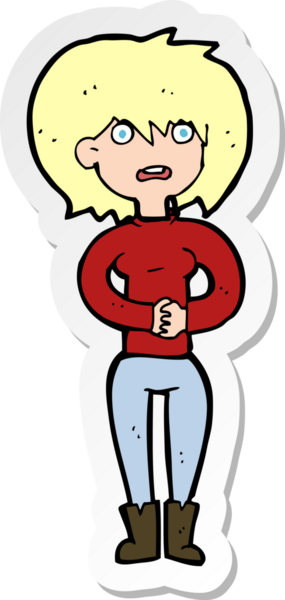 Bir insan tarafından çizilmiş endişeli bir karikatür çıkartması.