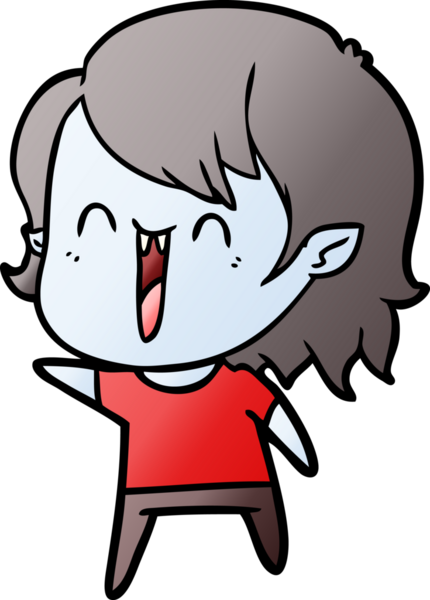 Bir insan tarafından çizilmiş mutlu vampir kız çizgi filmi.