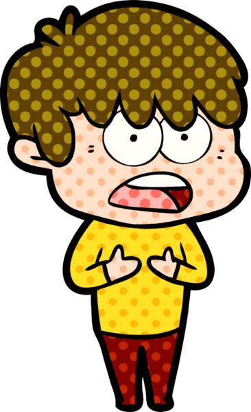 Bir insan tarafından çizilmiş endişeli çizgi film çocuğu.