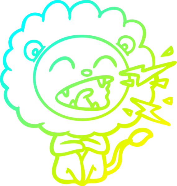 Bir insan tarafından çizilen kükreyen aslanın soğuk çizgi çizimi.