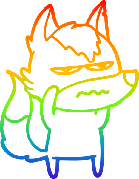 Gökkuşağı gradyan çizgi çizimi Bir insan tarafından çizilmiş rahatsız kurt