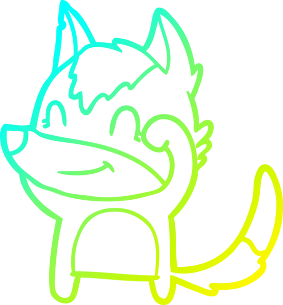 Bir insan tarafından çizilmiş dost canlısı bir kurt çizgi çizimi.