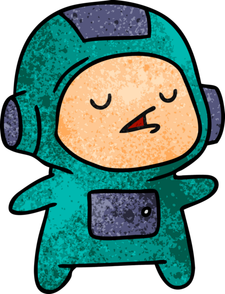 Bir insan tarafından çizilmiş kawaii yakışıklı astronot çocuk çizimi.