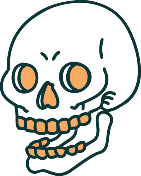 Bir insan tarafından çizilmiş bir kafatasının ikonik dövme şekli