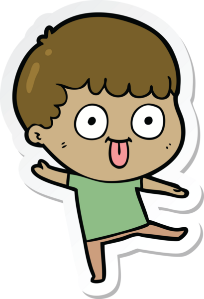 sticker of a cartoon dumb kid drawn by a human